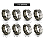 font options for inside engraving on gunmetal & grey bodybuilder silhouette rings