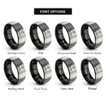 font options for inside engraving on black & silver bodysurfer silhouette rings