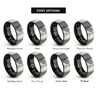 font options for inside engraving on black & silver bog tracks rings
