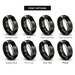font options for inside engraving on black & grey bog tracks rings