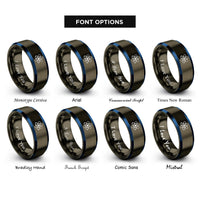 font options for inside engraving on gunmetal & blue bohr atom rings