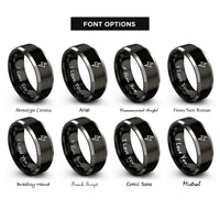 font options for inside engraving on black & silver bolt rings