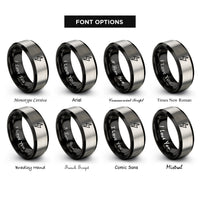 font options for inside engraving on black & grey bolt rings
