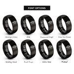 font options for inside engraving on black bolt rings