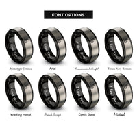 font options for inside engraving on black & gray bolt nut rings