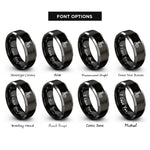 font options for inside engraving on black & grey bolt nut rings