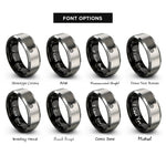 font options for inside engraving on black & grey bolt nut rings