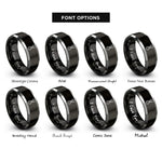 font options for inside engraving on black & silver bolt nut rings