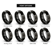 font options for inside engraving on black & silver bolt nut rings