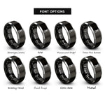 font options for inside engraving on black & grey bolt nut rings