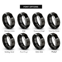 font options for inside engraving on black & grey bolt nut rings