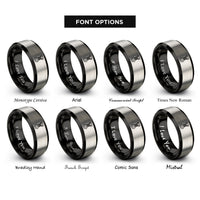 font options for inside engraving on black & grey bolt nut rings