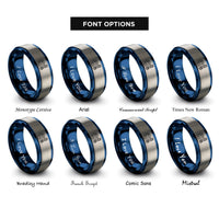 font options for inside engraving on blue & grey bolt snap rings