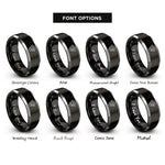 font options for inside engraving on black & silver bone heart rings