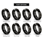 font options for inside engraving on black & grey boning knife rings