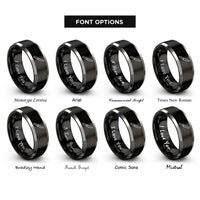 font options for inside engraving on black & grey boning knife rings
