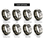 font options for inside engraving on gunmetal & silver boning knife rings