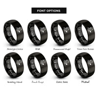 font options for inside engraving on black bonus mom heart rings
