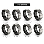 font options for inside engraving on black & grey boof icon rings
