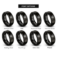 font options for inside engraving on black books stack rings