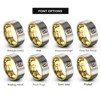 font options for inside engraving on gold & gray books stack rings