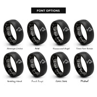 font options for inside engraving on black boom arm microphone rings