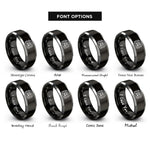font options for inside engraving on black & gray boombox rings