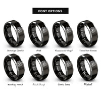 font options for inside engraving on black & gray boombox rings