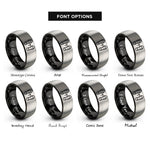 font options for inside engraving on black & gray boot arrow rings