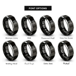 font options for inside engraving on black & silver boot arrow rings