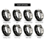 font options for inside engraving on black & silver boot arrow rings