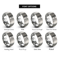 font options for inside engraving on silver boot arrow rings