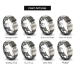 font options for inside engraving on grey boot arrow rings