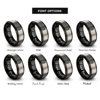 font options for inside engraving on black & silver boot compass rings