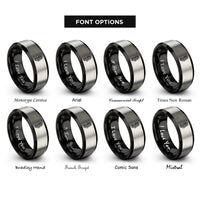 font options for inside engraving on black & gray boot compass rings