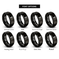 font options for inside engraving on black boot compass rings