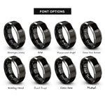 font options for inside engraving on black & gray boot print mountain rings