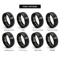 font options for inside engraving on black boot print mountain rings