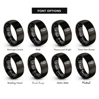 font options for inside engraving on black boot print mountain rings