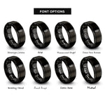 font options for inside engraving on black boot print mountain rings