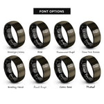 font options for inside engraving on gunmetal & black boot print mountain rings