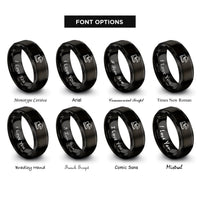 font options for inside engraving on black boots helmet rings