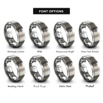 font options for inside engraving on grey boots helmet rings