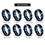font options for inside engraving on blue & silver bora bora rings