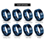 font options for inside engraving on blue bora bora rings