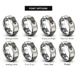 font options for inside engraving on silver bora bora rings