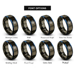 font options for inside engraving on gunmetal & blue bora bora rings