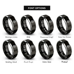 font options for inside engraving on black & silver border collie rings