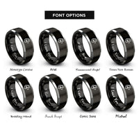font options for inside engraving on black & silver border collie rings