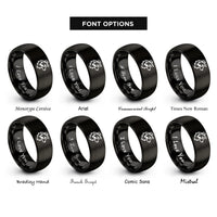 font options for inside engraving on black border collie rings